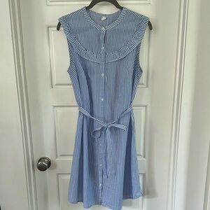 Old Navy Blue and White Sleeveless Midi Sundress